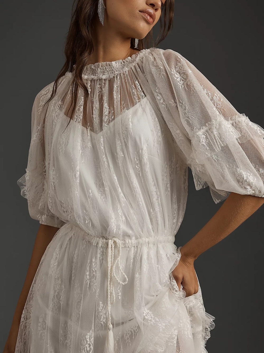 NWT Anthropologie Let Me Be Lace Ruffle Tiered Maxi Dress White XL - Picture 3 of 8